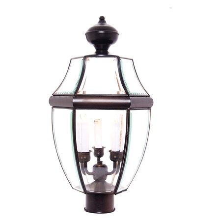Maxim Three Light Burnished Clear Glass Post Light 6098CLBU